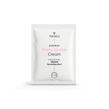 Peony Sparkle Hand- und Körpercreme; vegan,  mit aufhellender Wirkung Essence Yokaba – Beutel 2 ml