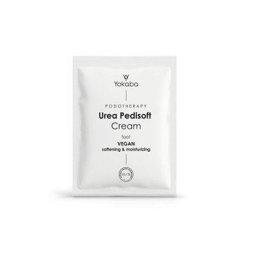 Vegane,  hautberuhigende und feuchtigkeitsspendende Fußcreme mit Harnstoff PediSoft Podotherapie Yokaba – 2-ml-Beutel