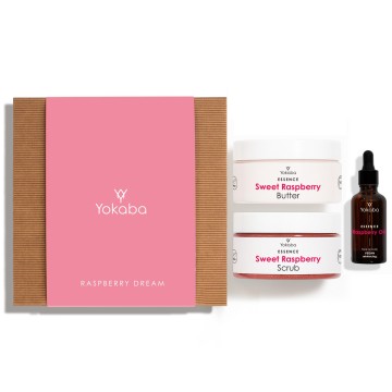 Raspberry Dream Geschenkset: Himbeeröl 50 ml,  Himbeersbutter 200 ml,  Himbeerpeeling 250 g